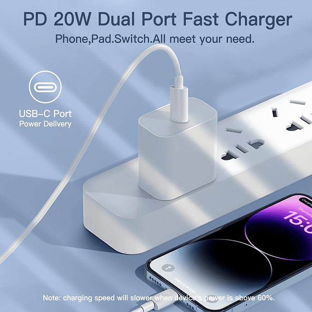 Bloque de cargador USB C de 20 W, adaptador de cargador de p