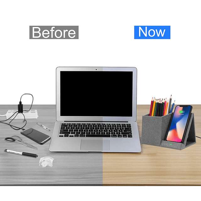 Cargador inalámbrico rápido con organizador de escritorio, c