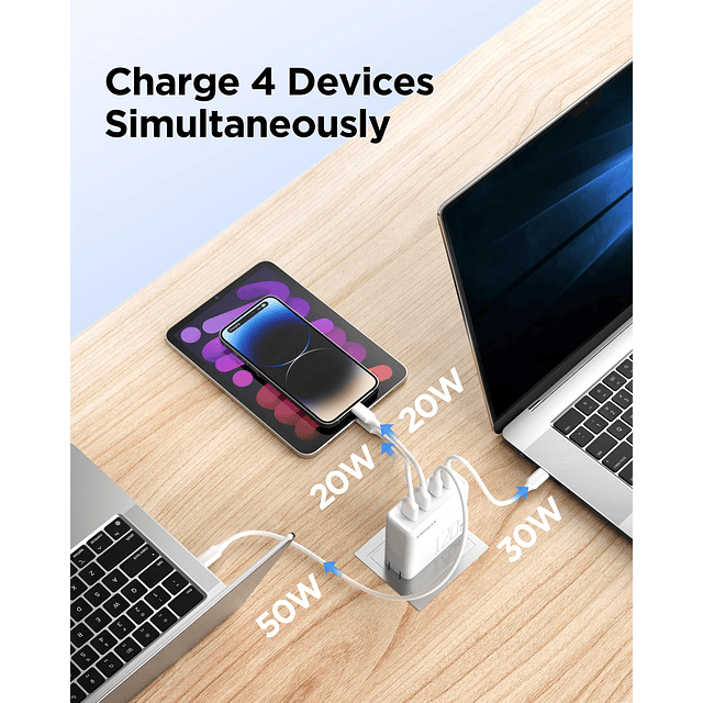 Cargador USB C de 120 W - Bloque de cargador USB C GaN PPS d