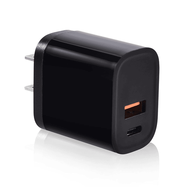 Cargador de pared USB C, 18W rápido puertos duales PD y QC 3