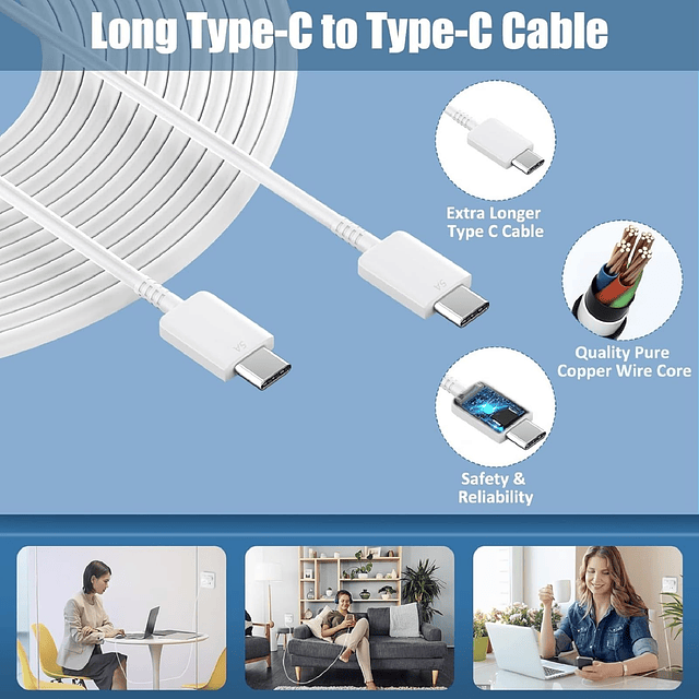 Cargador ultrarrápido Samsung S23 S24 de 45 W USB C, cargado