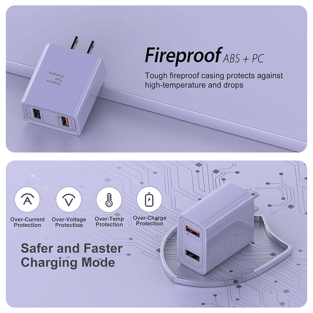 Paquete de 4 cargadores de pared USB-C, adaptador de corrien