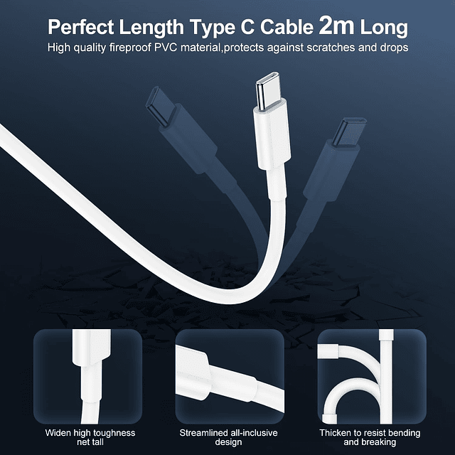 Cargador de 30 W para iPhone 15 de carga rápida y cable USB