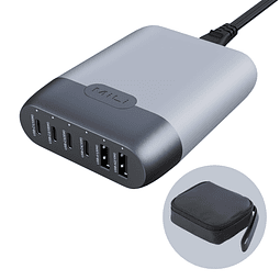 Cargador USB C de 140 W, cargador de escritorio GaN de 6 pue