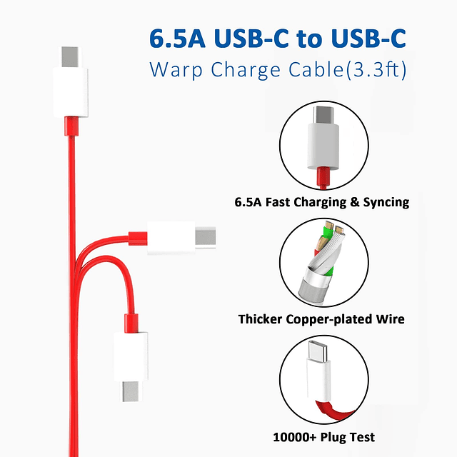 OnePlus Warp Charger, 65W Warp Charger Block Reemplazo para