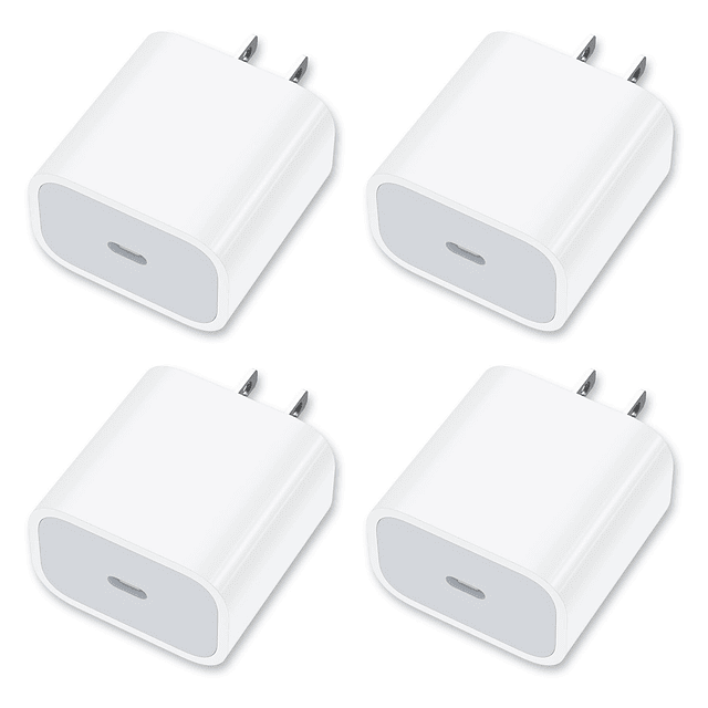 Paquete de 4 cargadores de pared USB-C, adaptador de corrien