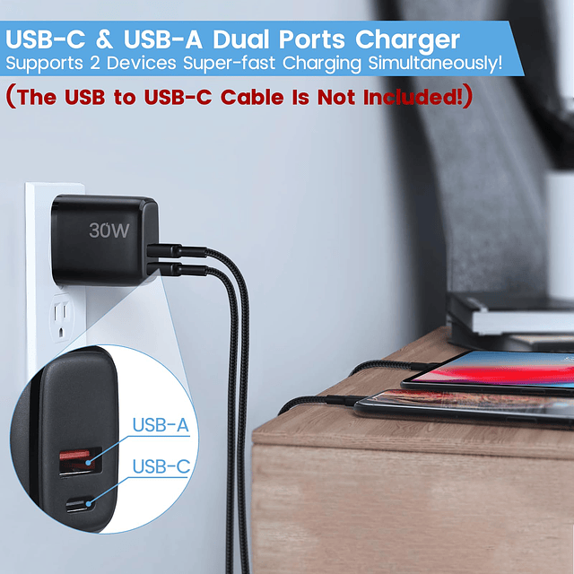 Cargador USB C de 30 W para Fire Max 11, HD10, Pad Pro, Air,