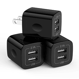 Caja de cargador de pared USB, paquete de 3 adaptadores de c