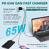 Cargador USB C 65W PD 3.0 GaN Tipo Adaptador plegable con pa