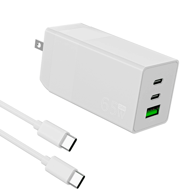 Cargador USB C de 65 W Cargador de pared rápido GaN de 3 pue