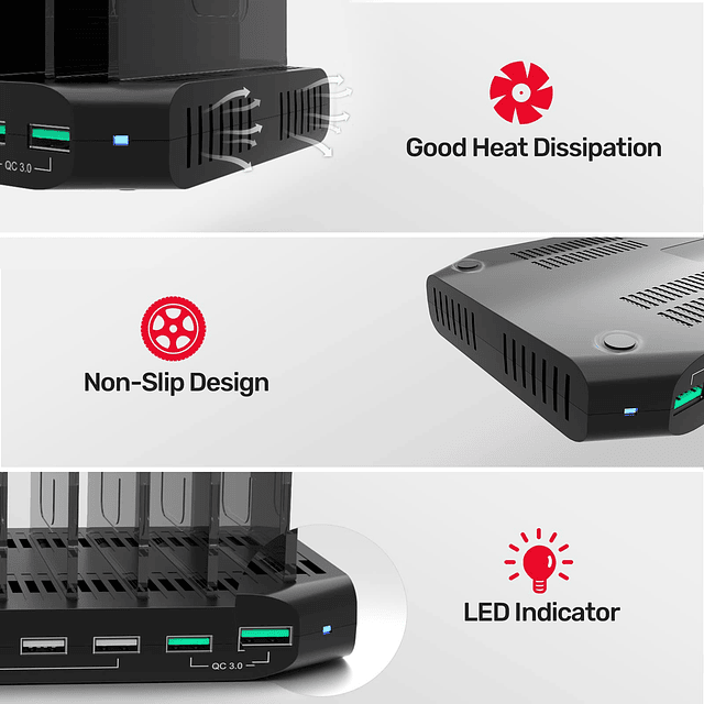 Estación de carga USB para múltiples dispositivos, base orga