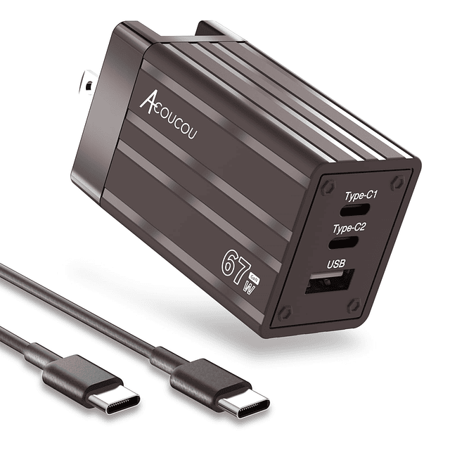 Bloque de cargador USB C, adaptador de carga rápida de 67 W,