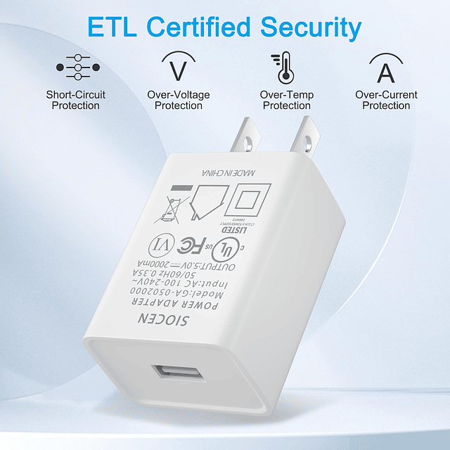 Fuente de alimentación de cargador de pared USB de 5 V 2 A p