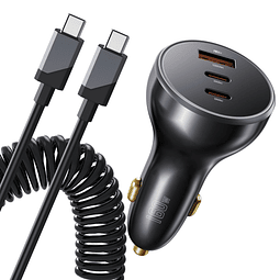 Cargador de Coche, Cargador de Coche USB C de 160 W, 3 Puert