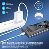 Cargador rápido de 35 W USB C para teléfono Android, cable t