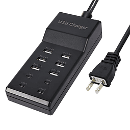 Cargador USB, estación de carga USB de 50 W con 10 puertos,