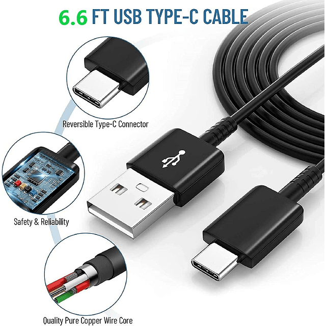 Cargador rápido Samsung con cable USB tipo C de 6 pies para