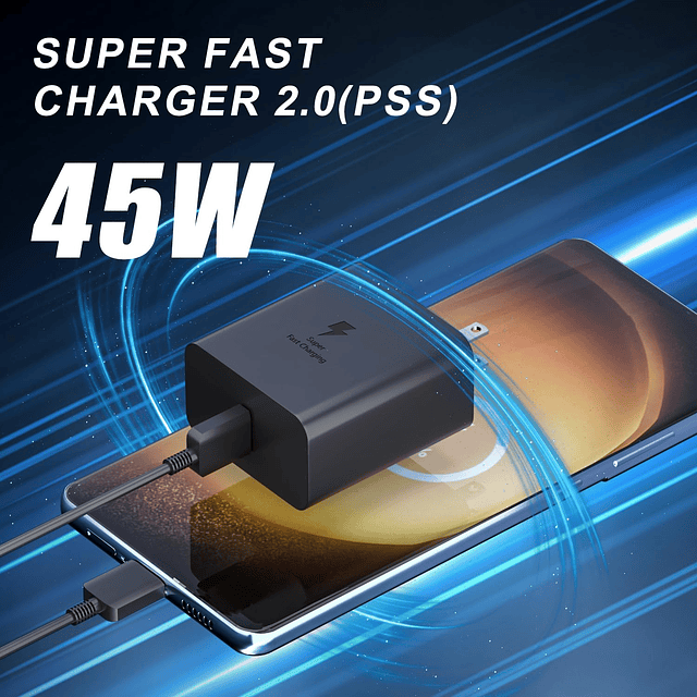 Cargador súper rápido Samsung tipo C 45 W GaN Power USB C ca