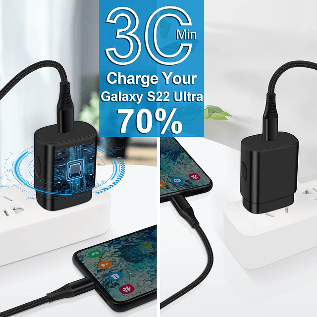 Cargador súper rápido de 25 W para Samsung A55 A15 A54 tipo