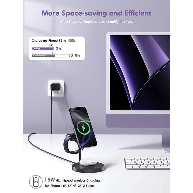 Estación de Carga Inalámbrica 3 en 1 para Múltiples Disposit