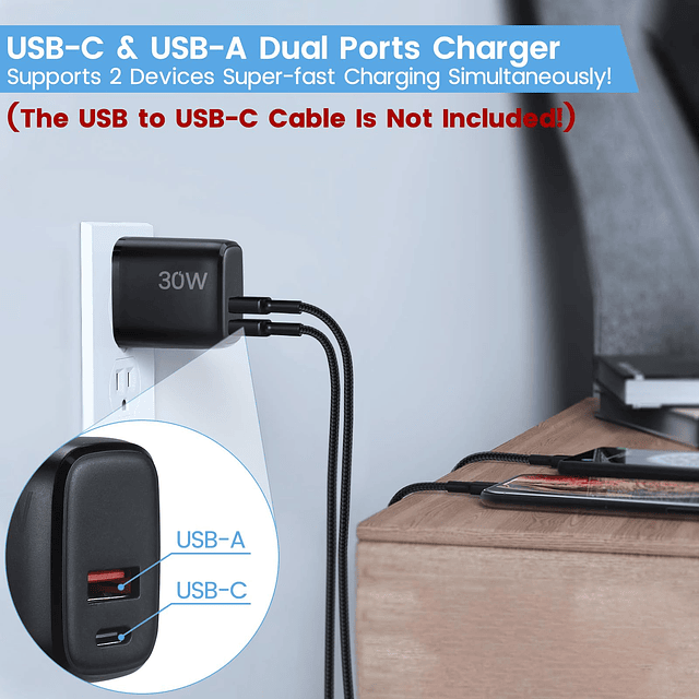 Cargador de pared USB C de 30 W para Google Pixel 8 8 Pro 7