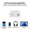 Extensor de toma de pared enchufable con 1 USB-C y 1 USB, bl