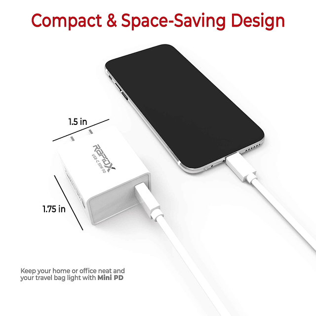 USB-C 30W PD Cargador de pared súper compacto, carga rápida