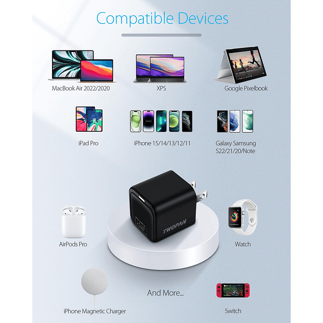 Cargador de pared USB-C PD de 33 W para iPhone 16/15, adapta