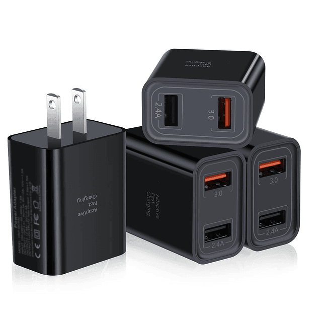 Paquete de 4 cargadores de pared USB duales, 2 puertos 30W 2