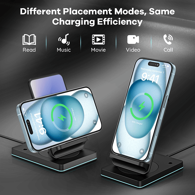 Cargador inalámbrico, soporte de carga rápida de teléfono de