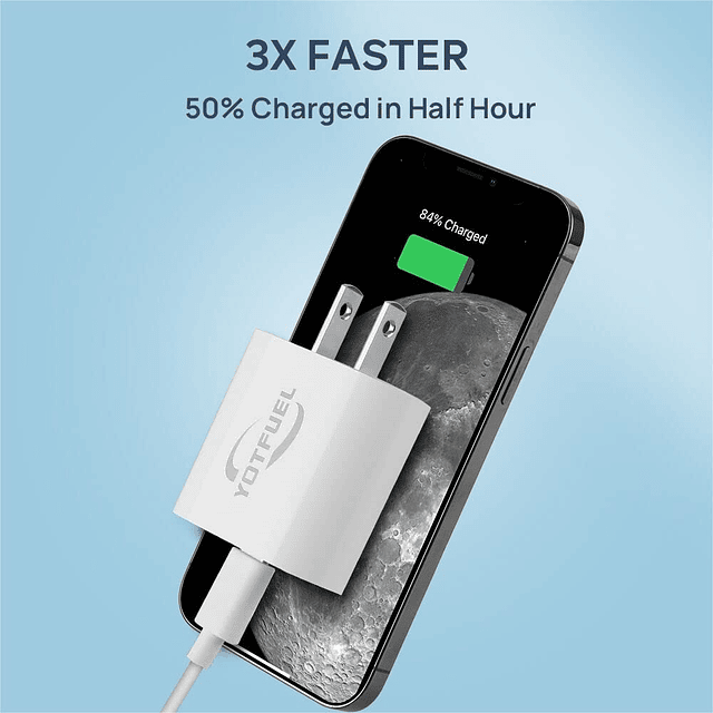 20W USB-C Adaptador de corriente Cargador rápido Bloque Carg