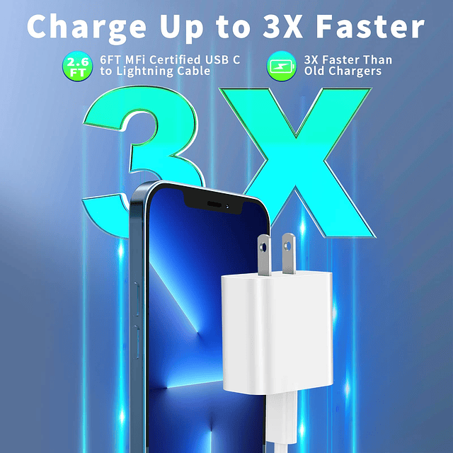 Cargador rápido USB-C de 20 W para iPhone con certificación