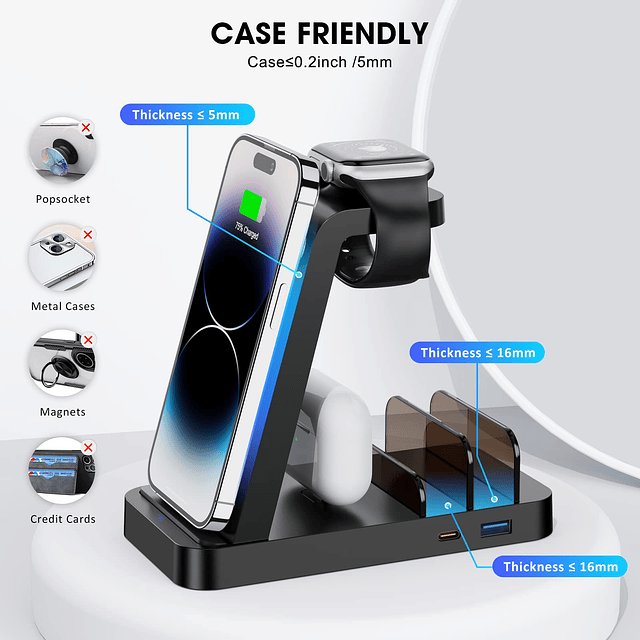 Cargador inalámbrico para iPhone - Estación de carga 5 en 1