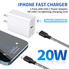 Cargador rápido para iPhone, cargador de pared USB C de 20 W