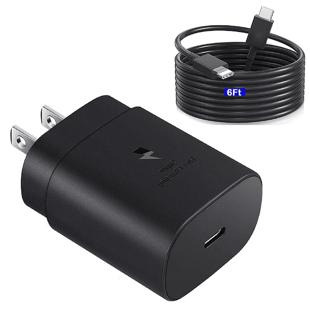 Cargador Samsung de carga súper rápida de 25 W USB C cargado