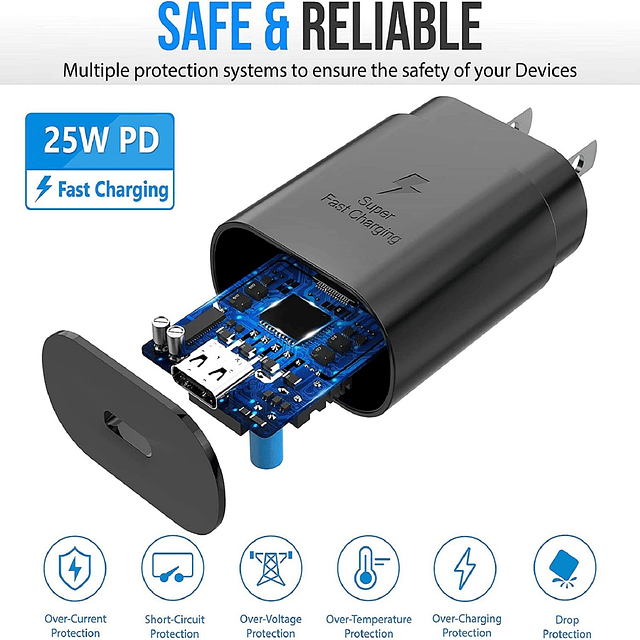 Cargador Samsung de carga súper rápida de 25 W USB C cargado