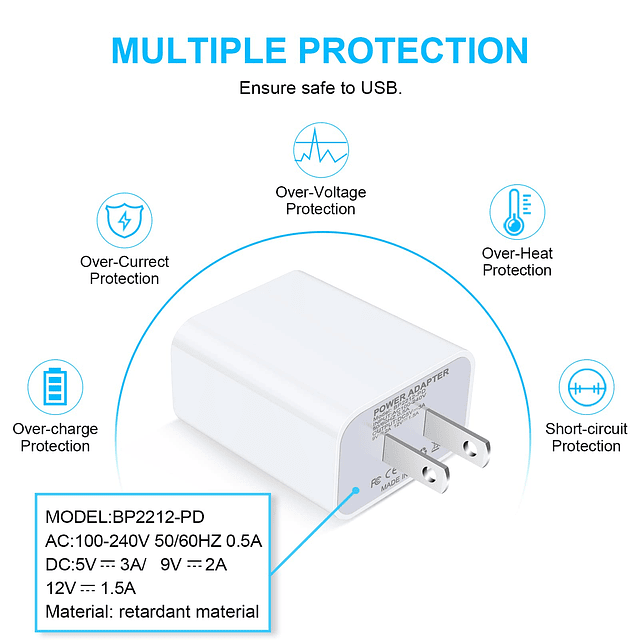 Bloque de cargador rápido para iPhone, paquete de 2, cargado