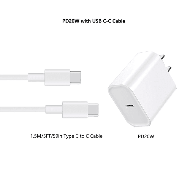 Cargador de iPhone, cargador USB C , cargador de pared rápid