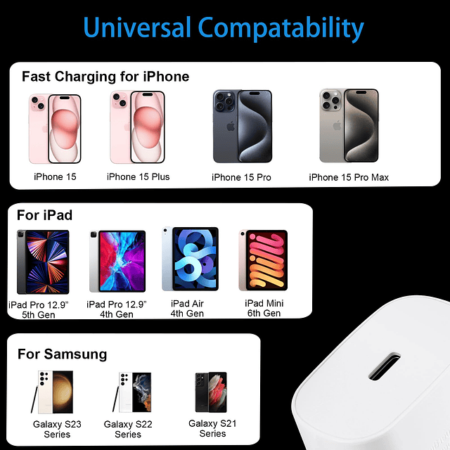 Cargador de carga rápida para iPhone 16 15, 30 W USB C iPhon