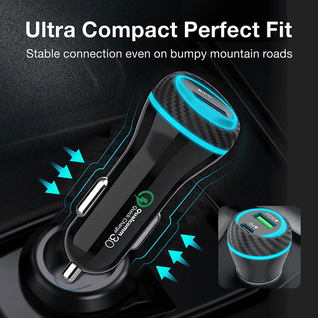 MOCA para iPhone Cargador rápido de 51 W, puertos USB C dual