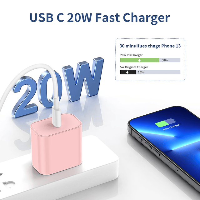 Paquete de 4 bloques de carga USB C para cargador de iPhone