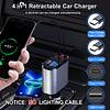 Cargador de coche retráctil 4 en 1 USB C cargador rápido con