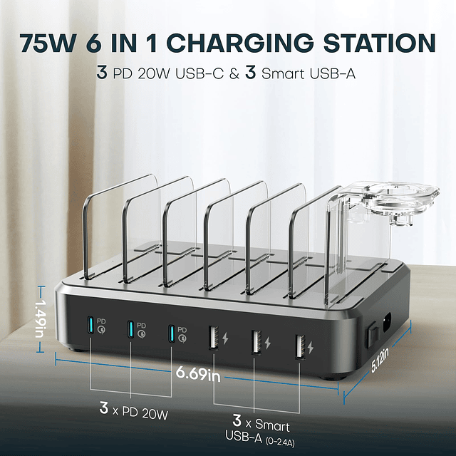 Estación de carga para múltiples dispositivos, estación de c