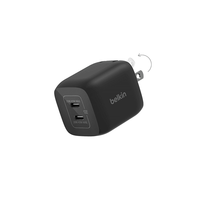 Cargador de pared dual USB-C de 65 W, carga rápida PD 3.0 co