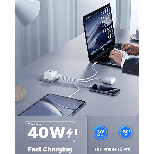 Cargador de pared USB C, bloque de cargador USB C de 40 W, b