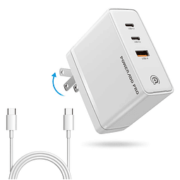 Cargador POWERΛDD PRO 100W GaN USB C de 3 puertos con PD3.0/