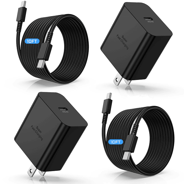 Cargador USB C de 45 W para Samsung, paquete de 2 bloques de