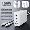 Bloque de cargador USB C, 100 W GaN 4 puertos PD USB C y QC