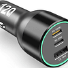 Cargador de coche USB C de 120 W, 100 W tipo C PD 30 W PPS 4