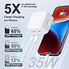 Adaptador de corriente compacto con puerto USB-C dual de 35